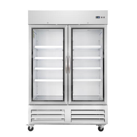 54 in. Commercial Two Glass Door Convertible Reach-In Refrigerator/Freezer with 49 Cu. Ft. Capacity in Stainless Steel, ETL Listed (KM-RIC-2DGD)