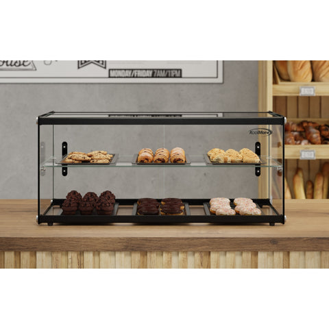 33 in. 2 Tiered Pastry Display Case With Shelf and Sliding Door, 3.2 cu. ft. Capacity, ETL Listed (KM-DC-3CSBK)