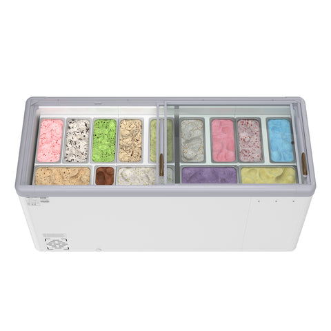 70 in. 14-Pan Gelato Dipping Cabinet Display Freezer with Sliding Glass Door, 20 cu. ft. (KM-GDC-71SD)