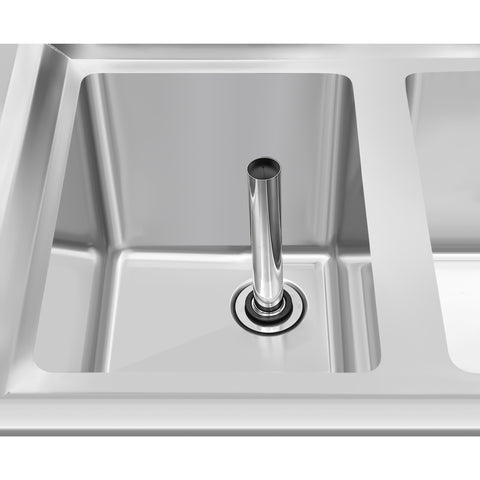 60 in. Three-Compartment Commercial Bar-Sink with 3 in. Backsplash, Dual Drainboards with Faucet, NSF Certified in Stainless-Steel (SBR3B60-LR-320)