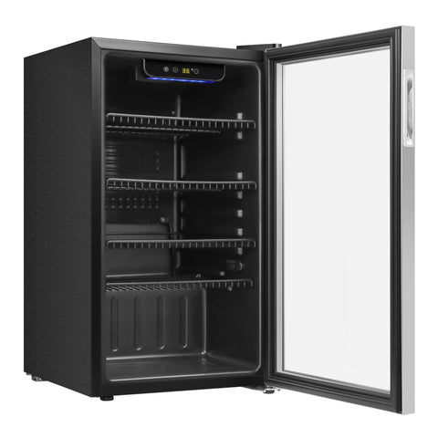 18 in. 3.2 Cu. Ft. Beverage Refrigerator Merchandiser with Stainless Steel Trim and Touch Panel For Soda, Beer or Wine (KM-BR32SS)