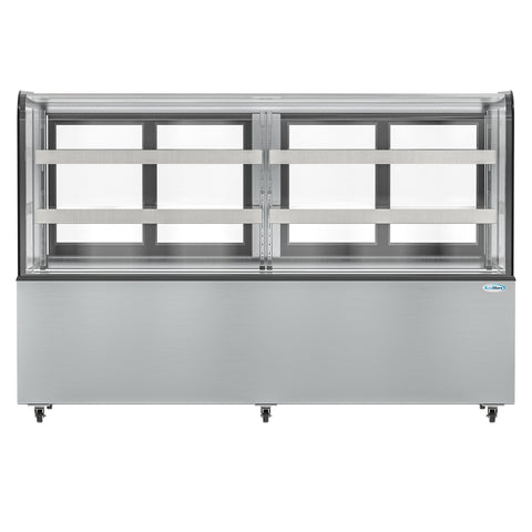71 in. Dry Bakery Display Case with Front Curved Glass Protection, 20 cu ft. BDC-20C.
