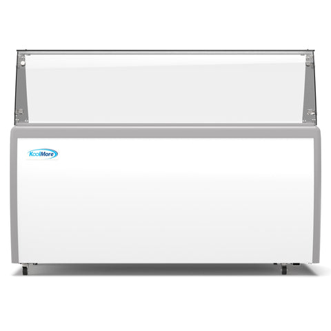 70 in. 12 Tub Ice Cream Dipping Cabinet Display Freezer with Sliding Glass Door and Sneeze Guard, 20 cu. ft. KM-ICD-71SD-FG .