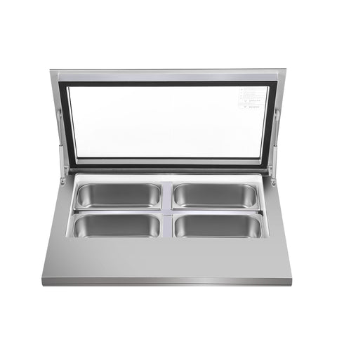 31 in. Countertop Ice Cream Display case with 4 Pans and Glass Sneeze Guard in Stainless-Steel (KM-CGD-8HP)