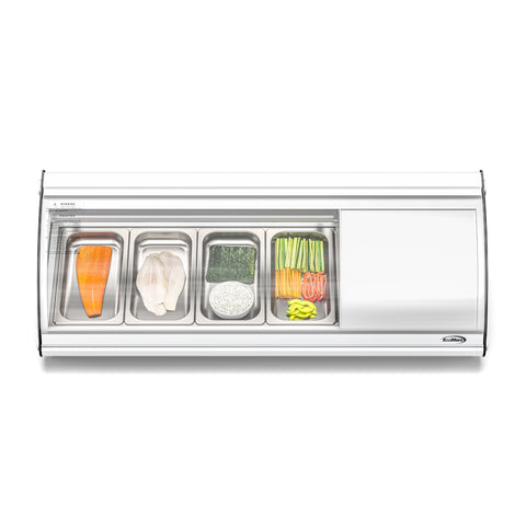 46 in. Glass Sushi Countertop Display Refrigerator with 4 Stainless Steel Trays in White (KM-SR46-WH)