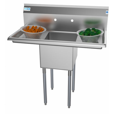 38 in. One Compartment Stainless Steel Commercial Sink with Drainboards, Bowl Size 14"x 16"x 11" SA141611-12B3.
