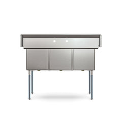 51 in. Three Compartment Commercial Sink, Bowl Size 15x15x14, 16 Gauge Stainless-Steel (KM-SC151514-N316)