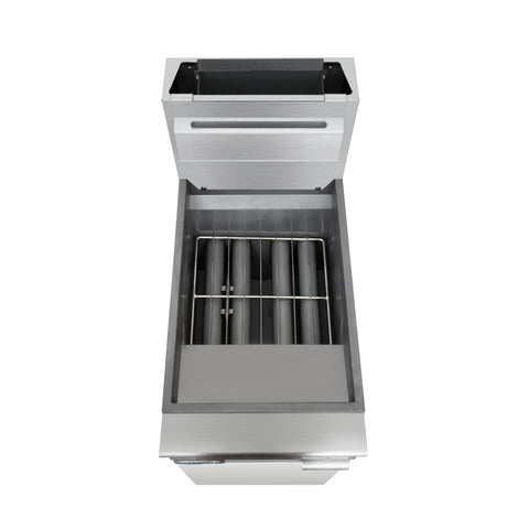 50 lb. Floor Standing Natural Gas Commercial Fryer with 120,000 BTU in Stainless-Steel, ETL Listed (KM-FDF50-NG)