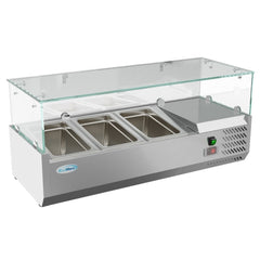 40 in. Three Pan Refrigerated Countertop Condiment Prep Station - SCDC-3P-SSL