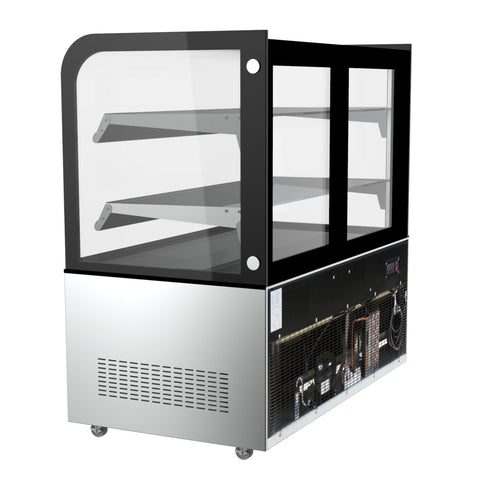 48 in. Refrigerated Bakery Display Case, Stainless Steel Frame, Curved Glass Front, 13 cu. ft. CDHF-14C.