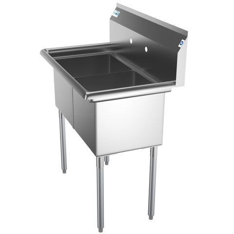 36 in. Two Compartment Stainless Steel Commercial Sink, Bowl Size 15"x 15"x 12" SB151512-N3.