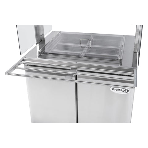 36 in. Commercial Refrigerated Prep Station with Sneeze Guard and Buffet Slide, 6 Pans with Covers and Two Adjustable Shelves in Stainless-Steel, ETL Listed (KM-RBT-36CSFG)