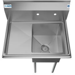 29 in. One compartment Stainless Steel Commercial Restaurant Sink with Drainboard, Bowl Size 14" x 16" x 11"  SA141611-12L3.