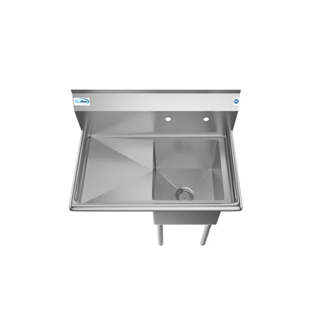 33 in. One Compartment Stainless Steel Commercial Sink with Drainboard, Bowl Size 15"x 15"x 12" SA151512-15L3.