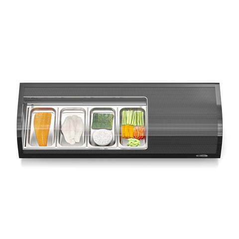 46 in. Glass Sushi Countertop Display Refrigerator with 4 Stainless Steel Trays in Black (KM-SR46-BK)