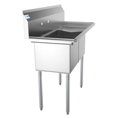 48 in. Two Compartment Stainless Steel Commercial Sink with Drainboard, Bowl Size 15"x 15"x 12" SB151512-15R3.