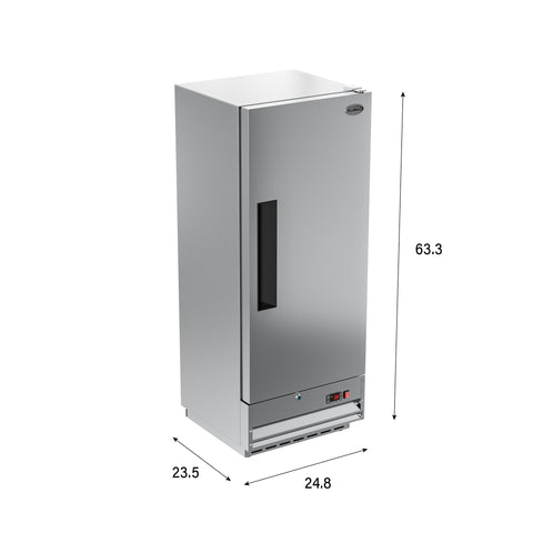 25 in. Commercial Stainless Steel 1-Door Reach-In Refrigerator, 12 cu. ft. RIR-1D-SS12C