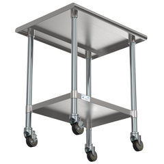 24" x 30" 18-Gauge 304 Stainless Steel Commercial Work Table with Casters, CT2430-18C.