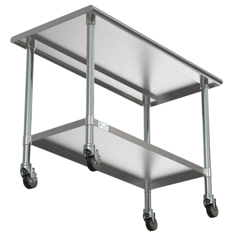 24" x 48" 18-Gauge 304 Stainless Steel Commercial Work Table with Casters, CT2448-18C.