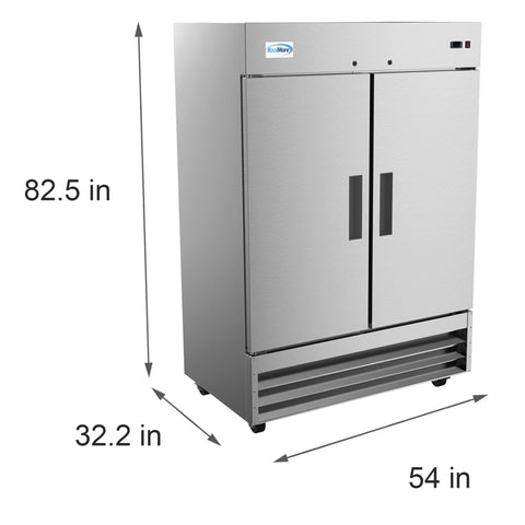 54 in. Two-Door Reach-In Freezer 47 cu ft. RIF-2D-SS.