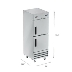 29 in. Commercial Stainless Steel Solid Half Door Reach-In Freezer 23 cu. ft. RIF-1D-SSHD