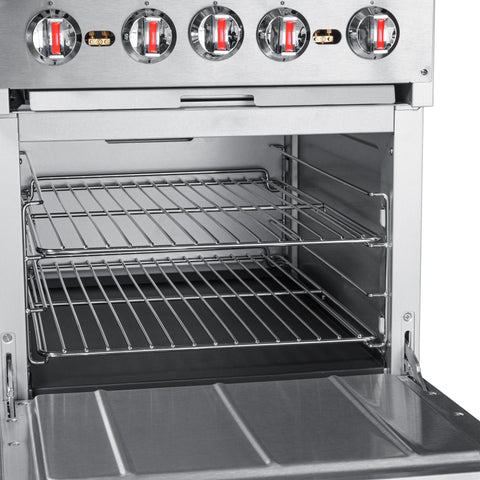 24 in. 4 Burner Commercial Liquid Propane Range with Oven in Stainless-Steel (KM-CR24-LP)