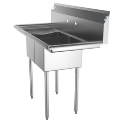 48 in. Two Compartment Stainless Steel Commercial Sink with 2 Drainboards, Bowl Size 12"x 16"x 10" SB121610-12B3.