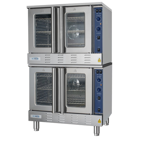 38 in. Full Size Double Commercial Natural Gas Convection Oven 108,000 BTU Total with Stacking Kit (KM-DCCO54-NG)