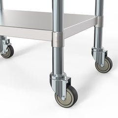 24" x 30" 18-Gauge 304 Stainless Steel Commercial Work Table with Casters, CT2430-18C.