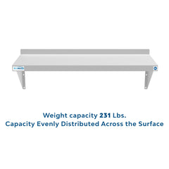 12" x 36" 18-Gauge Stainless-Steel Heavy Duty Wall Shelf, WMSH-1236.