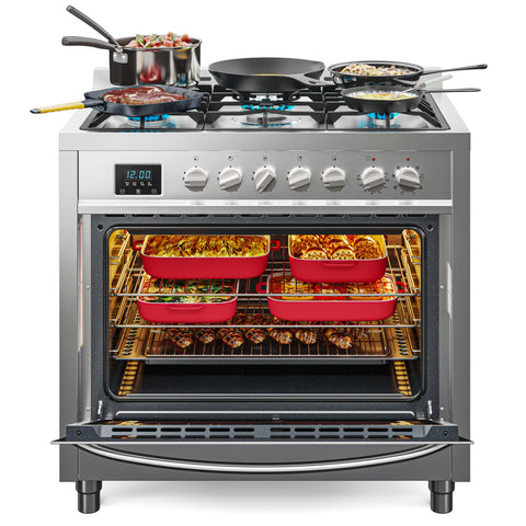 36 in. Professional Dual Fuel Range in Stainless Steel with Legs, 4.3 cu. ft. KM-FR36DF-SS