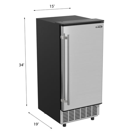 15 in. Stainless-Steel Built-In/Free-Standing Ice Maker, 75lbs/24h, BIM75-BS.