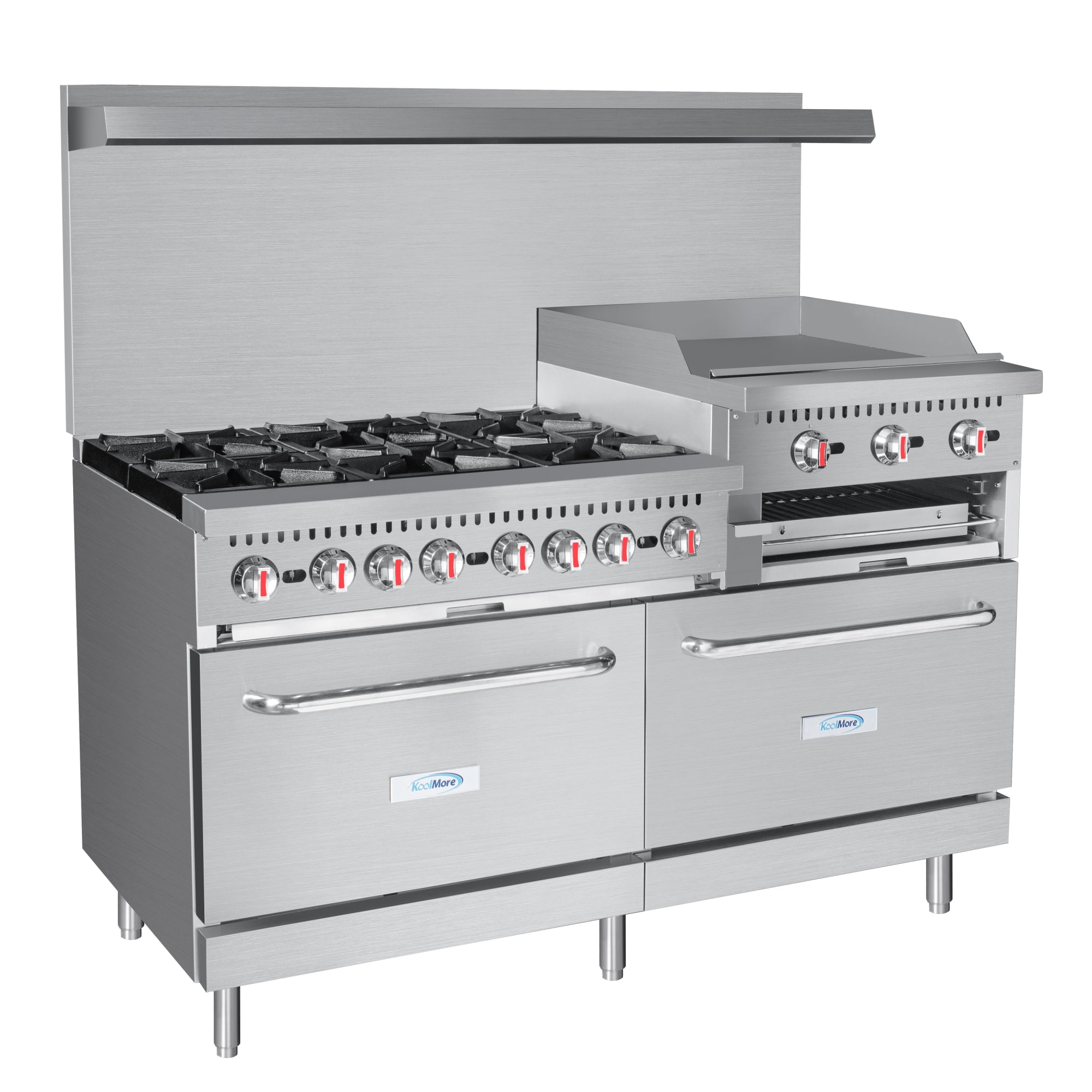 60 Burner Commercial Natural Gas Range with 24 Griddle and Broiler (KM-CRGB60-NG)