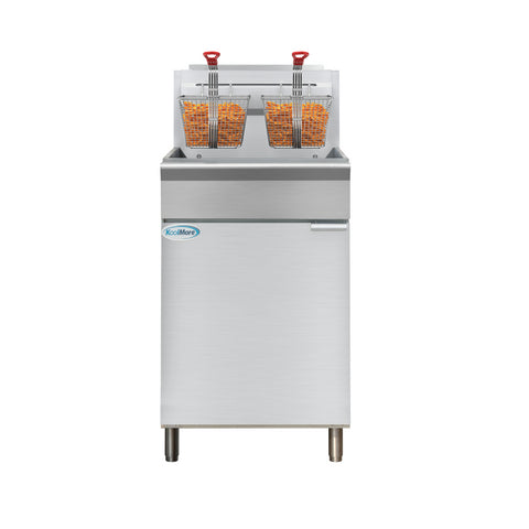 75 lb. Floor Standing Liquid Propane Commercial Fryer with 150,000 BTU in Stainless-Steel, ETL Listed (KM-FDF75-LP)