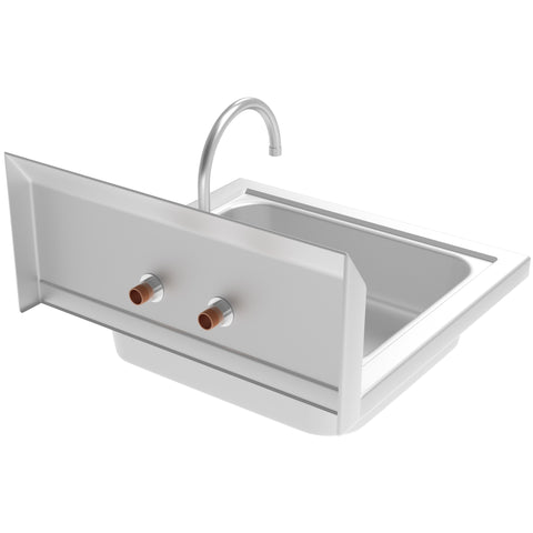 17 in. Stainless Steel Commercial Hand Sink with Gooseneck Faucet, Bowl Size 14" x 10" x 5" - SH17-4GNF.