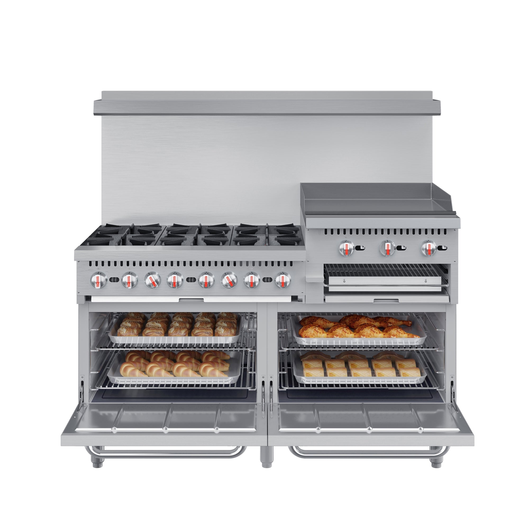 60 in. Commercial LP Range with 24 in. Griddle and Broiler in Stainles ...