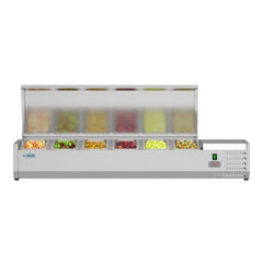 59 in. Six Pan Refrigerated Countertop Condiment Prep Station - SCDC-6P-SSL