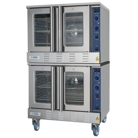 38 in. Full Size Double Commercial Natural Gas Convection Oven 108,000 BTU Total with stacking And Casters (KM-DCCO54-NGC)