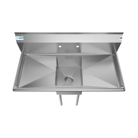 44 in. One Compartment Stainless Steel Commercial Sink with 2 Drainboards, Bowl Size 12"x 16"x 10" SA121610-16B3.
