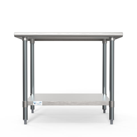 30" x 36" 18-Gauge 304 Stainless Steel Commercial Work Table with Casters, CT3036-18C.