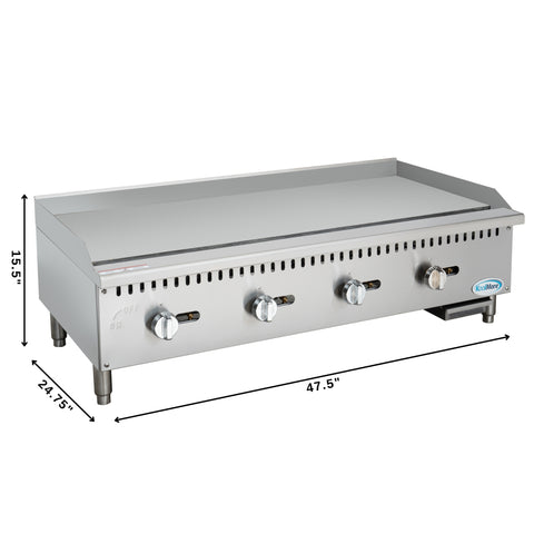 48 in. Natural Gas 4-Burner Griddle with 120,000 BTUs in Stainless-Steel (KM-GG4-48M)