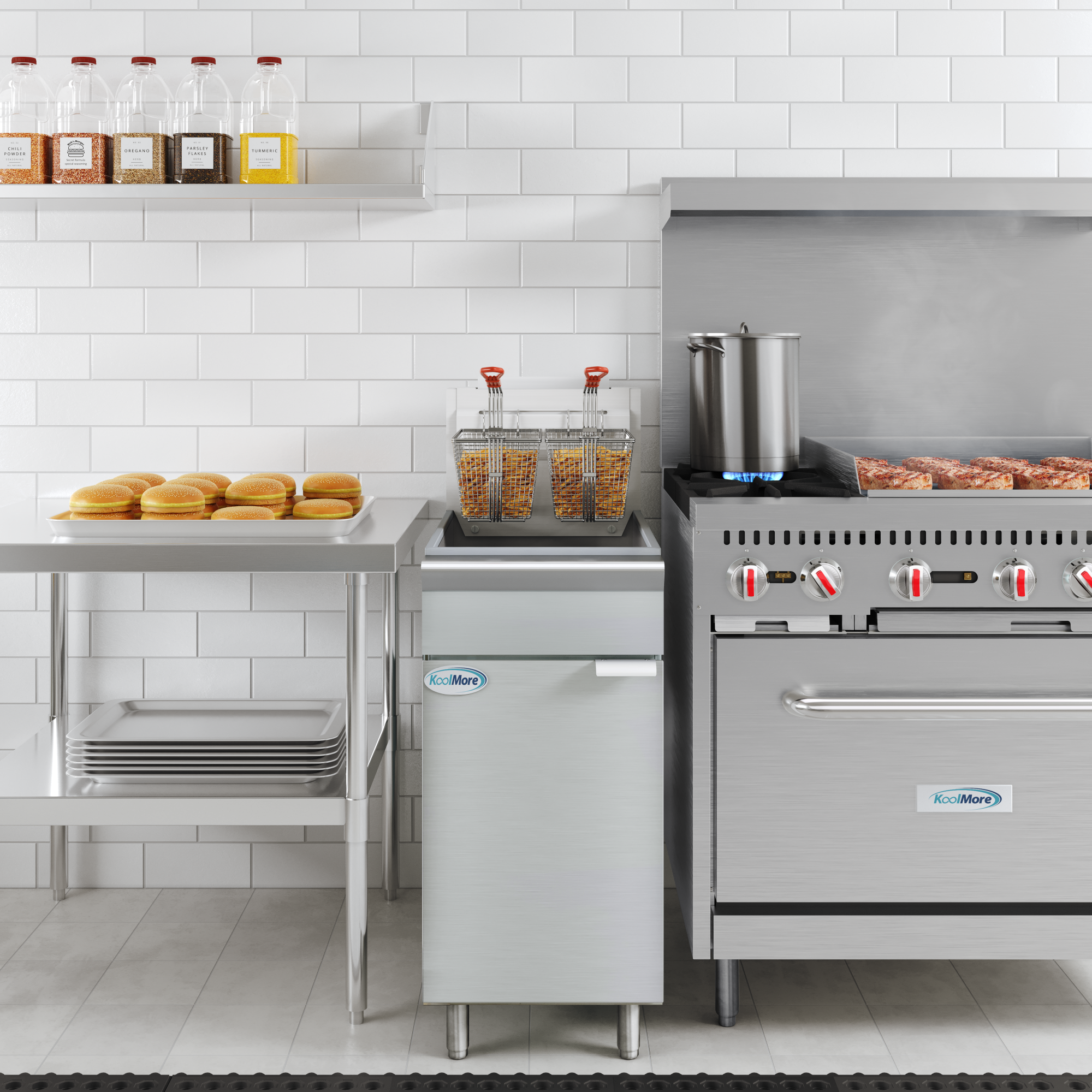 40 lb. Floor Standing Natural Gas Commercial Fryer with 90,000 BTU in ...