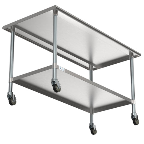 30" x 60" 18-Gauge 304 Stainless Steel Commercial Work Table with Casters, CT3060-18C.
