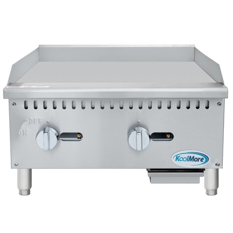 24 in. Natural Gas 2-Burner Griddle with 60,000 BTU in Stainless-Steel (KM-GG2-24M)