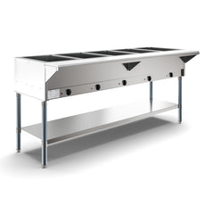 Five Pan Open Well Electric Steam Table with Undershelf, 240V, KM-OWS-5.