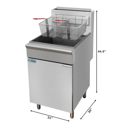 75 lb. Floor Standing Natural Gas Commercial Fryer with 150,000 BTU in Stainless-Steel, ETL Listed (KM-FDF75-NG)