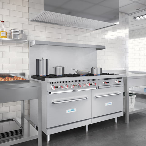 60 in. 10 Burner Commercial LP Range with Oven in Stainless-Steel (KM-CR60-LP)