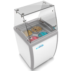 26 in. 4 Tub Ice Cream Dipping Cabinet Display Freezer with Sliding Glass Door and Sneeze Guard, 6 cu. ft. KM-ICD-26SD-FG.