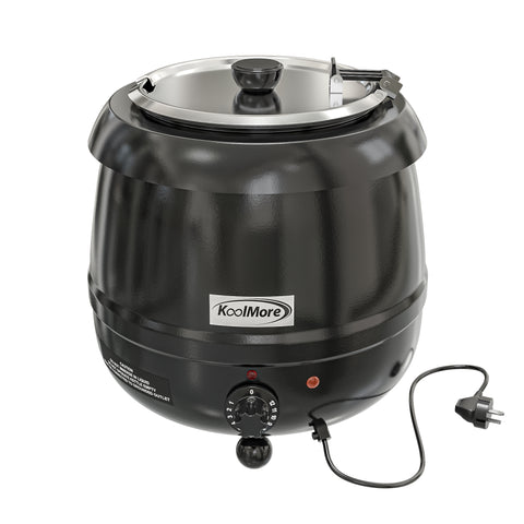 11.5 Qt. Round Countertop Black Stainless-Steel Food / Soup Kettle Warmer, SK-BK-3G.