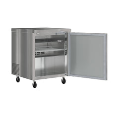 27 in. One Door Commercial Undercounter Refrigerator 5 cu. ft. in Stainless-Steel (KM-UCR-1DSS)